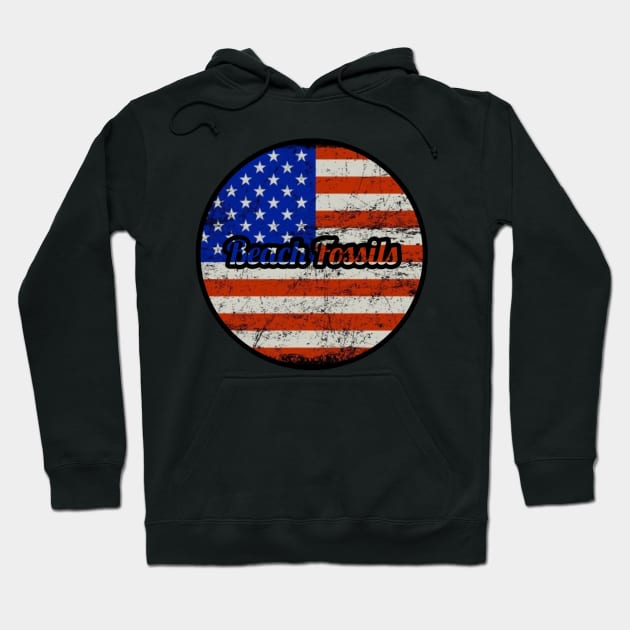 Beach Fossils / USA Flag Vintage Style Hoodie by Mieren Artwork 